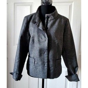 Coldwater Creek Womens Blazer Silver Gray Wool Blend Jacket Lined-Pockets Sz 10